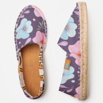 Purple Pink Cute Chic Girly Floral Pattern Espadrilles