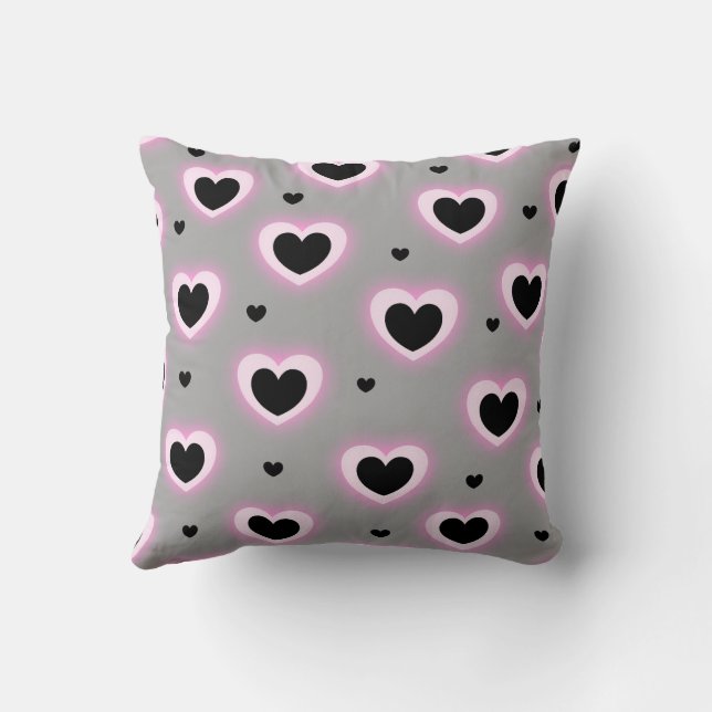 Purple Pink Cute Cozy Modern Romantic Chic Heart  Throw Pillow (Back)