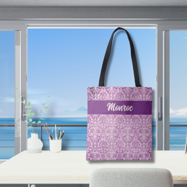 Purple Pink Damask Tote Bag (Creator Uploaded)