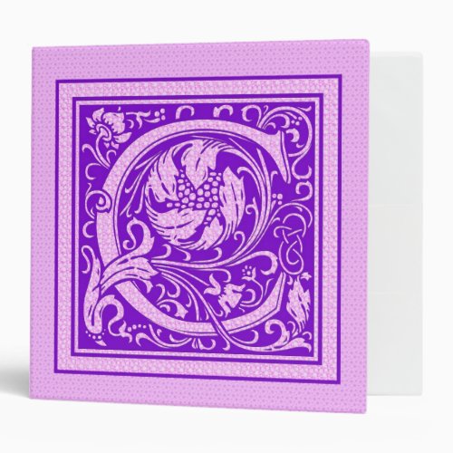 Purple  Pink Decorative Cap Letter C 3 Ring Binder