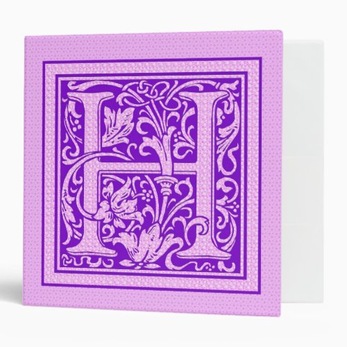 Purple  Pink Decorative Cap Letter H Binder