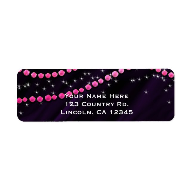 Purple & Pink Diamond Bling Glam Sparkle Label (Front)