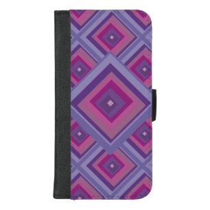 Purple Pink Diamond Pattern Checker Girly Trend  iPhone 8/7 Plus Wallet Case