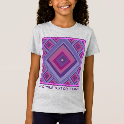 Purple Pink Diamond Squares Pattern Add Text Girly T_Shirt
