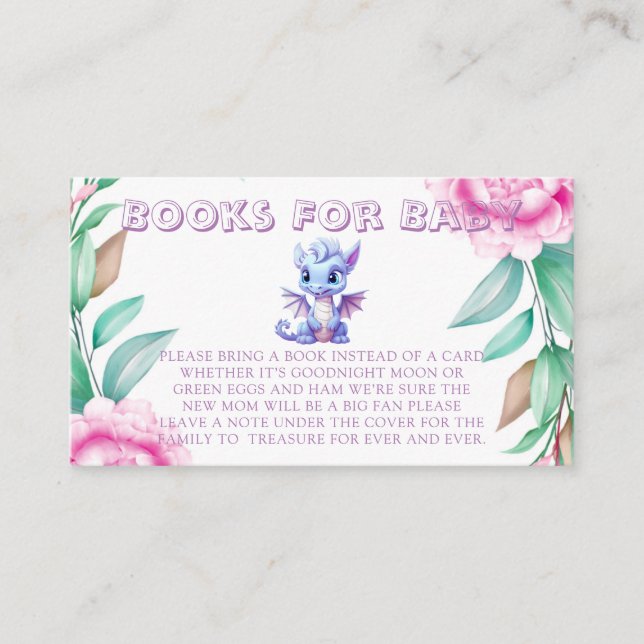 Purple Pink Dinosaur Books for Baby Enclosure Card (Front)