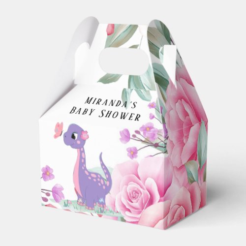 Purple Pink Dinosaur Butterfly Girl Baby Shower Favor Boxes