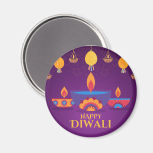 Purple pink Diwali light illustration  Magnet