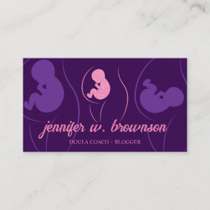 Purple Pink Doula Birth Pregnant Gold Baby Newborn Business Card