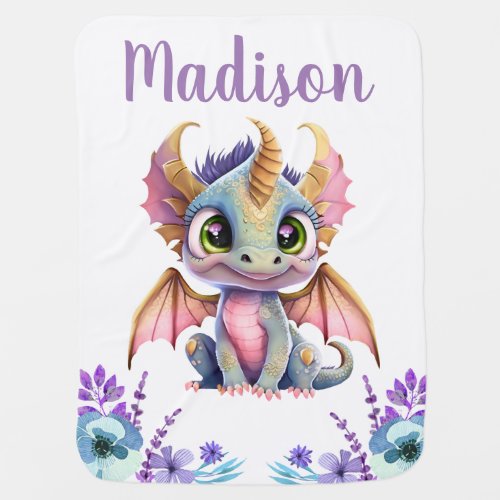 Purple Pink Dragon Baby Blankets Floral