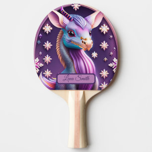 Purple Pink Dragons, imaginative Digital Art Ping Pong Paddle