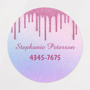 Purple Pink Dripping Pink Glitter Clothing Labels