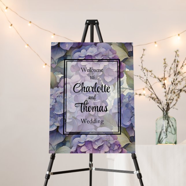 Purple pink dusty hydrangeas Wedding Foam Board (In Situ (Stand))