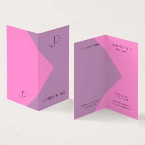 Purple Pink Elegant Modern Monogrammed Template Business Card