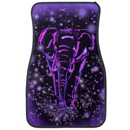 Purple Pink Elephant Car Floor Mat In Starry Night