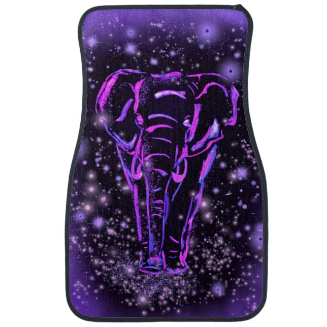 Purple Pink Elephant Car Floor Mat In Starry Night (Front)
