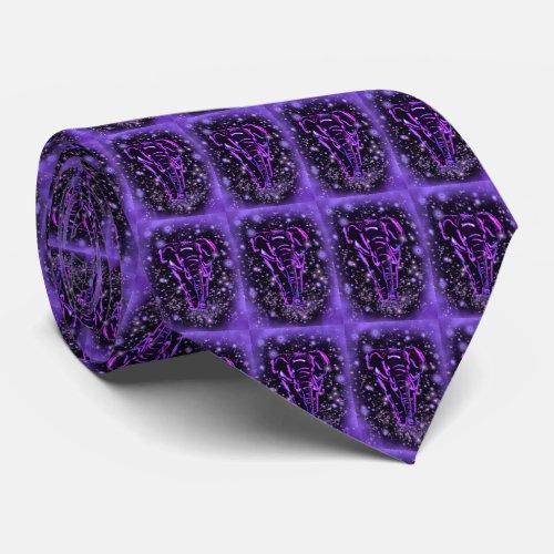 Purple Pink Elephants Neck Tie