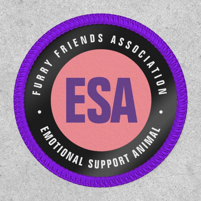 Purple Pink Emotional Support Animal Charcoal Grey Patch (Front)