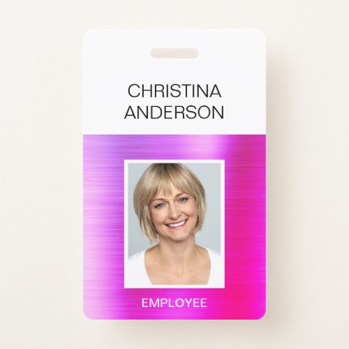 Purple Pink Employee  _ Name Photo Corporate Badge