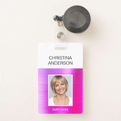 Purple Pink Employee  _ Name Photo Corporate Badge