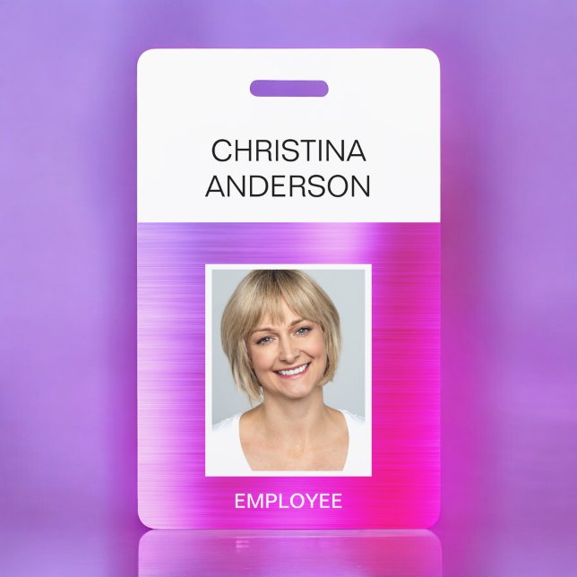 Purple Pink Employee  - Name Photo Corporate Badge (Creator Uploaded)