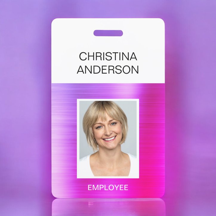 Purple Pink Employee Name Photo Corporate Badge
