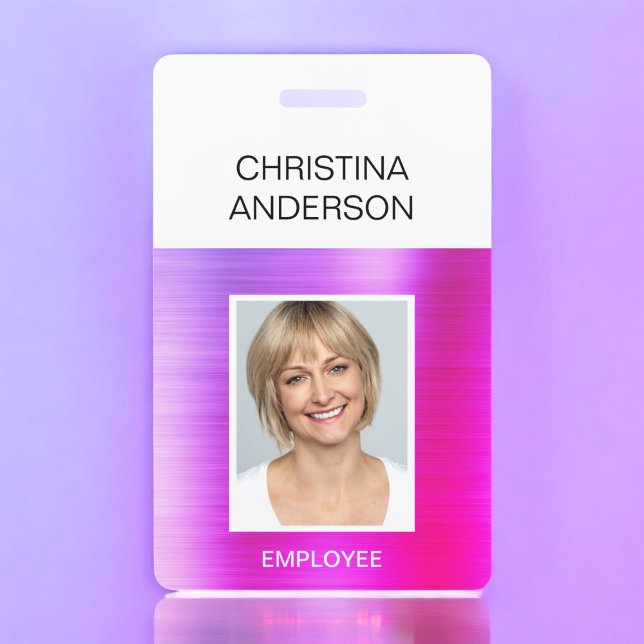 Purple Pink Employee  - Name Photo Corporate Badge (Creator Uploaded)