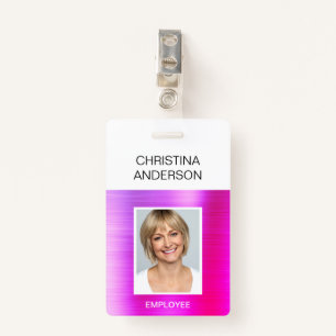 Purple Pink Employee - Name Photo Corporate Badge