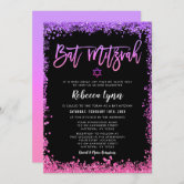 Stunning Purple Shimmer Bat Mitzvah Logo | Typeset In-House | Customizable | Matching Digital Invitation & Accessories | shops www.urevite.com