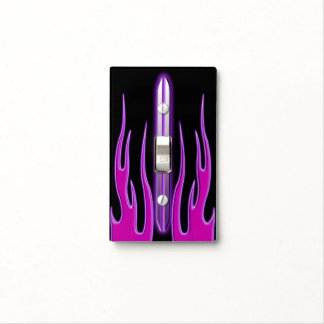 Purple Pink Flames Black Custom Light Switch Cover