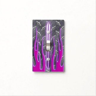 Purple Pink Flames Diamondplate Switch Cover