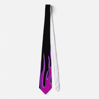 Purple Pink Flames Hot Rod Rock N Roll Tie Black