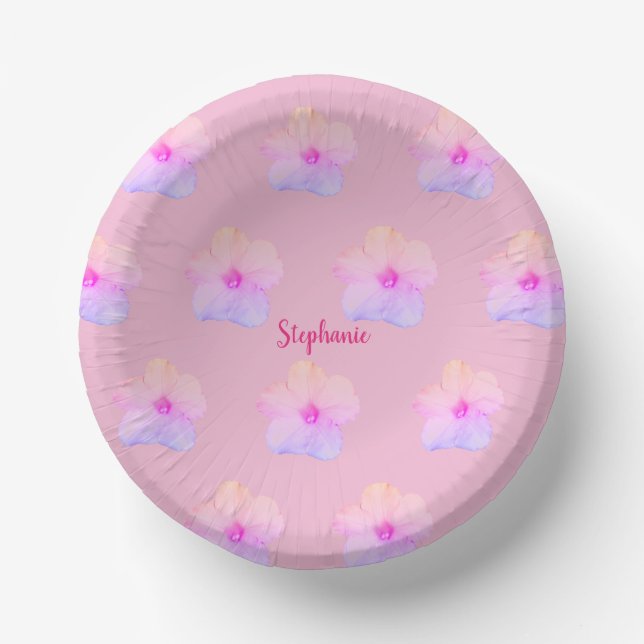 Purple Pink Floral Birthday Bridal Shower Wedding  Paper Bowls (Front)