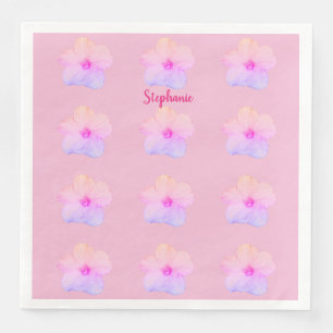 Purple Pink Floral Birthday Wedding Bridal Shower Paper Dinner Napkins