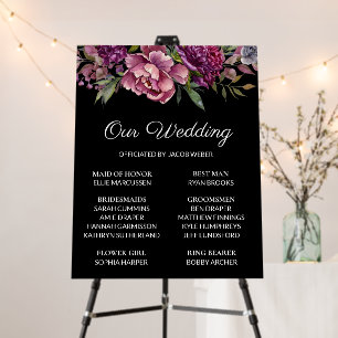 Purple Pink Floral Black Wedding Party Foam Board