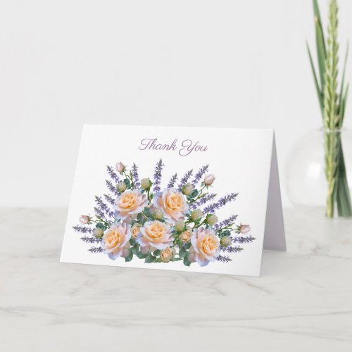 Purple  Pink Floral Bouquet Thank You Personalize Card