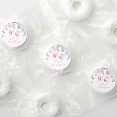 Purple Pink Floral Butterfly Girl Baby Shower Life Saver Mints
