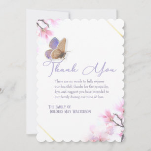 Purple & Pink Floral Butterfly Sympathy Thank You Invitation
