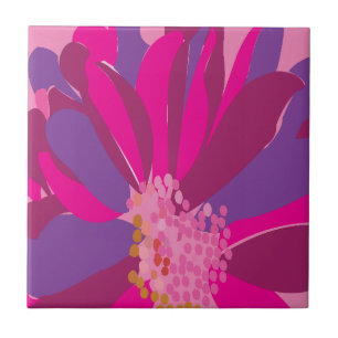 Purple Pink Floral Ceramic Tile