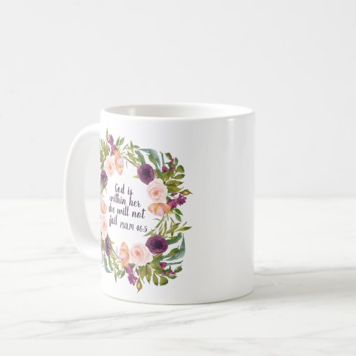 Purple Pink Floral Christian Bible Verse Coffee Mug | Zazzle