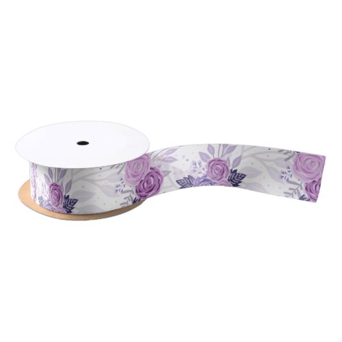 Purple Pink Floral Elegant Feminine Flowers  Satin Ribbon