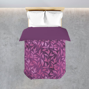 Purple Pink Floral Leaf Pattern Bedroom Decor Bed Duvet Cover