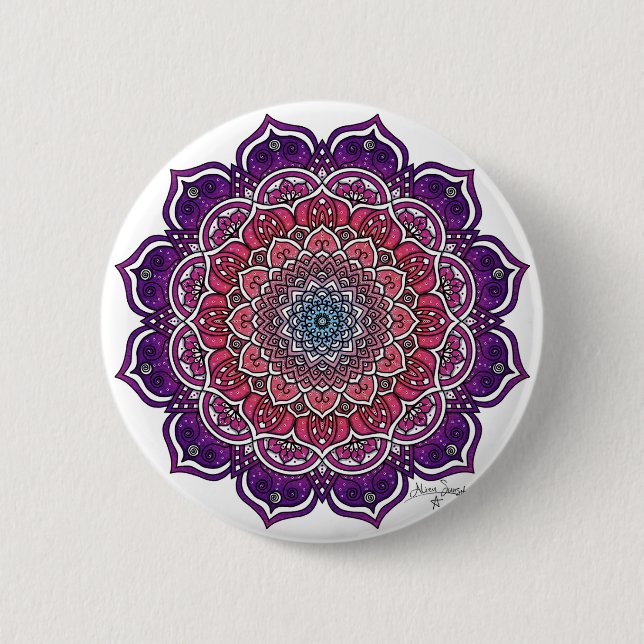Purple-Pink Floral Mandala Button (Front)