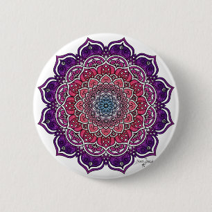 Purple-Pink Floral Mandala Button