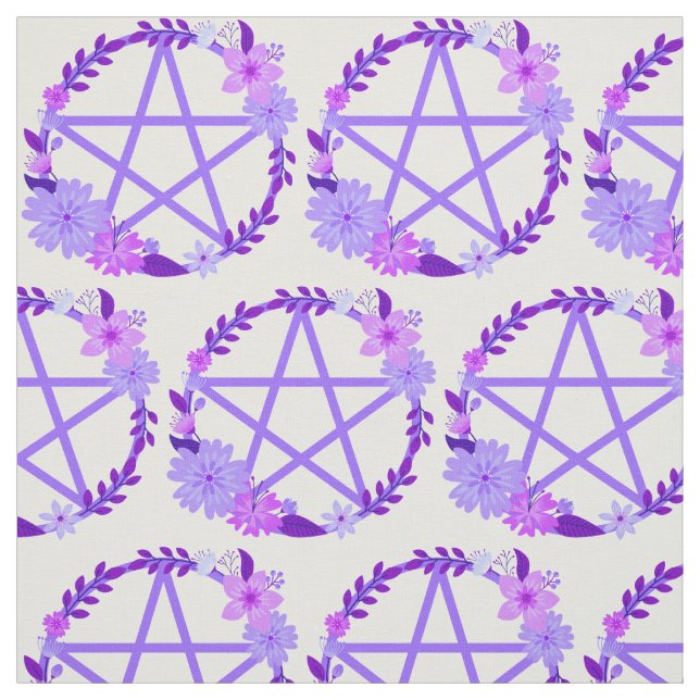 Purple Pink Floral Pentacles Cheeky Witch® Fabric (Swatch)