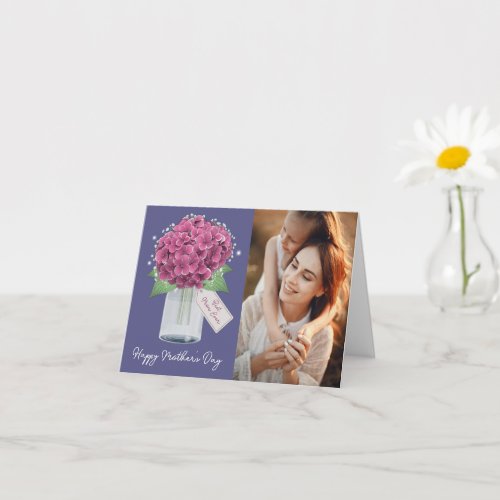 Purple Pink Floral Photo Happy Mothers Day Card