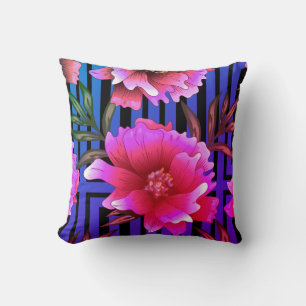 Purple & Pink Floral Print Throw Pillow
