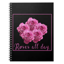 purple pink floral rose roses notebook