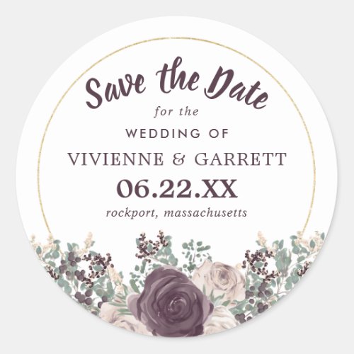 Purple Pink Floral Save the Date Envelope Seal