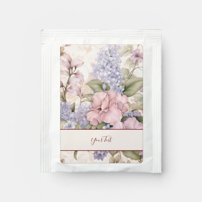 Purple Pink Floral Tea Bag Drink Mix (Front)