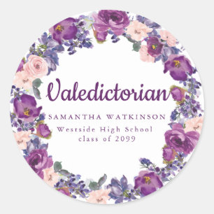 Purple & Pink Floral Valedictorian Envelope Seal